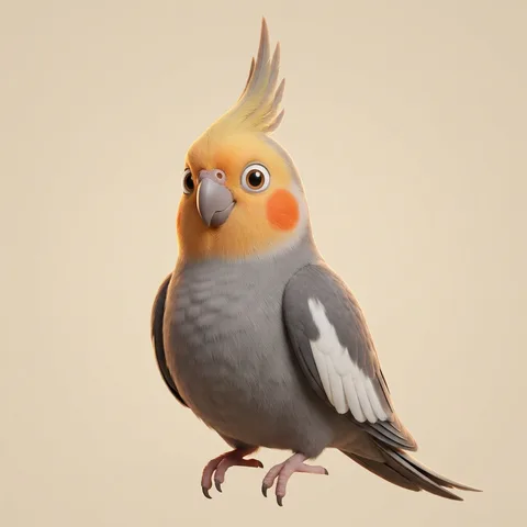 Nino, a grey cockatiel with round orange cheeks, drawn by Petzyn