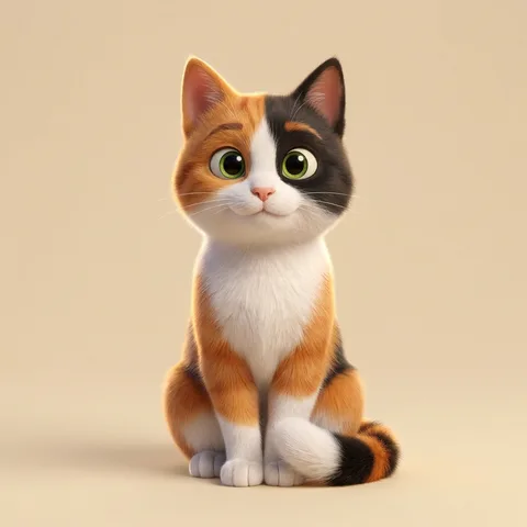 Frida, a green-eyed calico cat, drawn by Petzyn