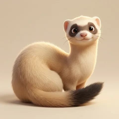 Uma, a cream ferret with a dark mask, drawn by Petzyn